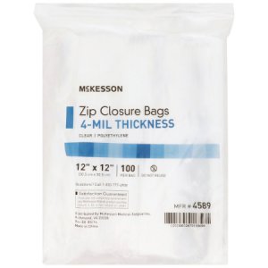 Reclosable Bag McKesson 12 X 12 Inch Polyethylene Clear Zipper Closure