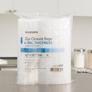 Reclosable Bag McKesson 12 X 12 Inch Polyethylene Clear Zipper Closure