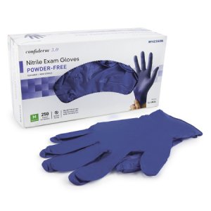 Exam Glove McKesson Confiderm   3.0 Medium NonSterile Nitrile Standard Cuff Length Textured Fingertips Blue Not Rated