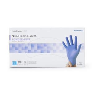 Exam Glove McKesson Confiderm   3.0 Large NonSterile Nitrile Standard Cuff Length Textured Fingertips Blue Not Rated