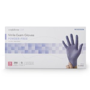 Exam Glove McKesson Confiderm   3.0 Small NonSterile Nitrile Standard Cuff Length Textured Fingertips Blue Not Rated