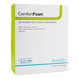 Silicone Foam Dressing ComfortFoam    4 X 8 Inch Rectangle Silicone Adhesive without Border Sterile