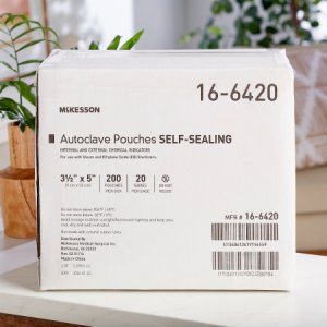 Sterilization Pouch McKesson Ethylene Oxide (EO) Gas / Steam 3-1/2 X 5 Inch Transparent Blue / White Self Seal Paper / Film