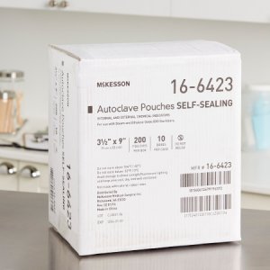 Sterilization Pouch McKesson Ethylene Oxide (EO) Gas / Steam 3-1/2 X 9 Inch Transparent Blue / White Self Seal Paper / Film