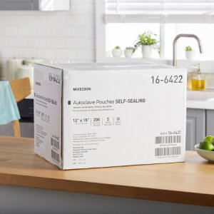 Sterilization Pouch McKesson Ethylene Oxide (EO) Gas / Steam 12 X 15 Inch Transparent Blue / White Self Seal Paper / Film