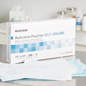 Sterilization Pouch McKesson Ethylene Oxide (EO) Gas / Steam 7-1/2 X 13 Inch Transparent Blue / White Self Seal Paper / Film