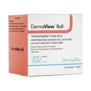 Transparent Film Dressing DermaView    Roll 4 Inch X 11 Yard 2 Tab Delivery With Label Sterile