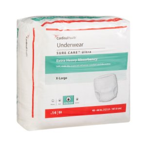 Unisex Adult Absorbent Underwear Sure Care    Ultra Pull On with Tear Away Seams X-Large Disposable Heavy Absorbency