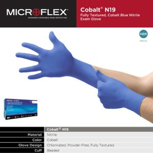 Exam Glove MICROFLEX   Cobalt   Large NonSterile Nitrile Standard Cuff Length Fully Textured Blue Not Rated