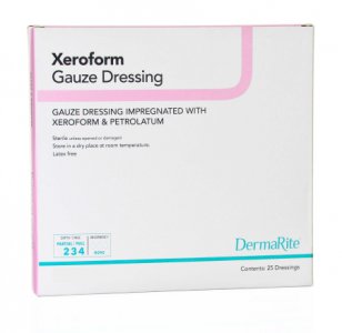 Xeroform Petrolatum Impregnated Dressing Xeroform    2 X 2 Inch Gauze Bismuth Tribromophenate (Xeroform) / Petrolatum Sterile