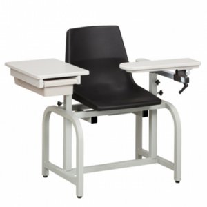 Blood Drawing Chair with Drawer Lab Series ClintonClean    Single Adjustable Flip Up Armrest Black