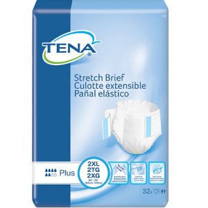 Unisex Adult Incontinence Brief TENA   Stretch    Plus 2X-Large Disposable Moderate Absorbency