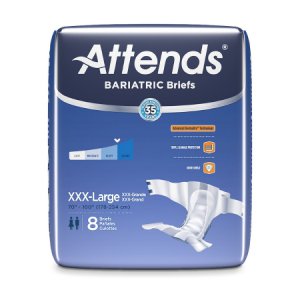 Unisex Adult Incontinence Brief Attends   Bariatric 3X-Large Disposable Heavy Absorbency