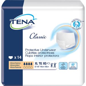 Unisex Adult Absorbent Underwear TENA   Classic Pull On with Tear Away Seams X-Large Disposable Moderate Absorbency