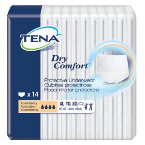 Unisex Adult Absorbent Underwear TENA   Dry Comfort    Pull On with Tear Away Seams X-Large Disposable Moderate Absorbency