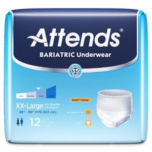 Unisex Adult Absorbent Underwear Attends   Bariatric Pull On with Tear Away Seams 2X-Large Disposable Moderate Absorbency