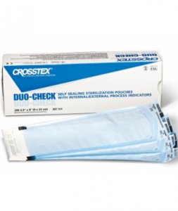 Sterilization Pouch Duo-Check   Ethylene Oxide (EO) Gas / Steam 3-1/2 X 9 Inch Transparent / Blue Self Seal Paper / Film