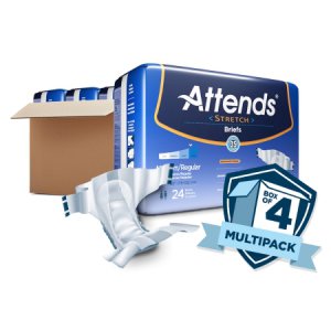 Unisex Adult Incontinence Brief Attends   Stretch Medium / Regular Disposable Heavy Absorbency