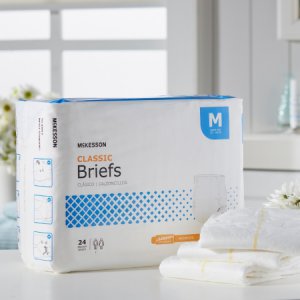 Unisex Adult Incontinence Brief McKesson Classic Medium Disposable Light Absorbency