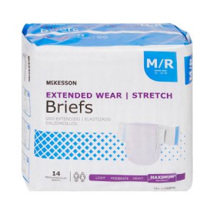 Unisex Adult Incontinence Brief McKesson Extended Wear Medium Disposable Heavy Absorbency