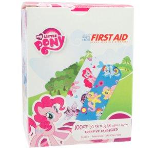 Adhesive Strip American   White Cross Stat Strip   3/4 X 3 Inch Plastic Rectangle Kid Design (My Little Pony) Sterile