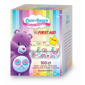 Adhesive Strip American   White Cross Stat Strip   3/4 X 3 Inch Plastic Rectangle Kid Design (Care Bears) Sterile