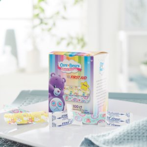 Adhesive Strip American   White Cross Stat Strip   3/4 X 3 Inch Plastic Rectangle Kid Design (Care Bears) Sterile