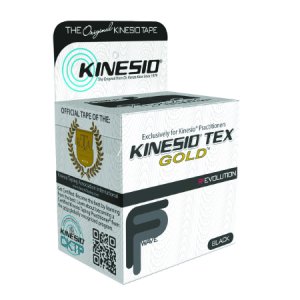 Kinesiology Tape Kinesio   Tex Gold    FP Water Resistant Cotton 2 Inch X 5-1/2 Yard Black NonSterile