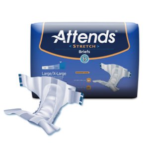 Unisex Adult Incontinence Brief Attends   Stretch Large / X-Large Disposable Heavy Absorbency