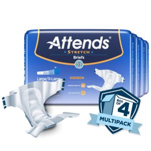 Unisex Adult Incontinence Brief Attends   Stretch Large / X-Large Disposable Heavy Absorbency