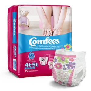 Female Toddler Training Pants Comfees   Pull On with Tear Away Seams Size 4T to 5T Disposable Moderate Absorbency