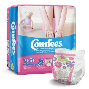 Female Toddler Training Pants Comfees   Pull On with Tear Away Seams Size 2T to 3T Disposable Moderate Absorbency
