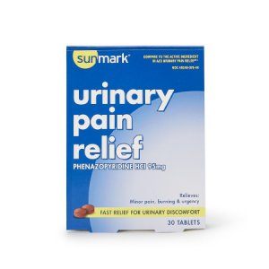 Urinary Pain Relief sunmark   95 mg Strength Phenazopyridine HCL Tablet 30 per Box